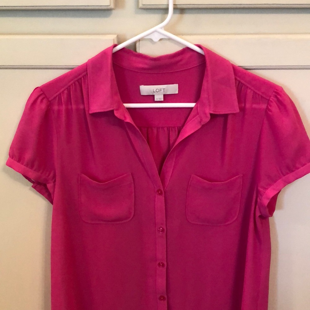 Ann Taylor Loft Basic Button Front Double Pocket M - image 4